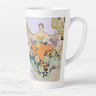 Vintage-Art-Deco-Modeillustration Elegant  Milchtasse