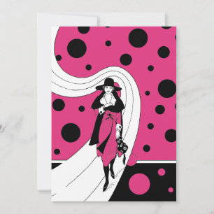 Vintage-Art-Déco-Modeparty Junggesellinnenabschied Einladung