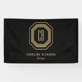 Vintage Art Deco Monogram Gold/Black Banner