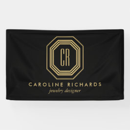Vintage Art Deco Monogram Gold/Black Banner