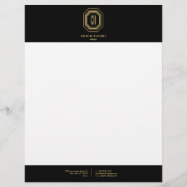 Vintage Art Deco Monogram Gold/Black Briefbogen