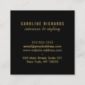 Vintage Art Deco Monogram Gold/Black Quadratische Visitenkarte (Rückseite)