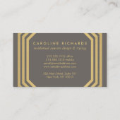 Vintage Art Deco Monogram Gold/Grau Visitenkarte (Rückseite)