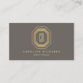 Vintage Art Deco Monogram Gold/Grau Visitenkarte (Vorderseite)