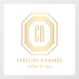 Vintage Art Deco Monogram Gold/White Fensteraufkleber