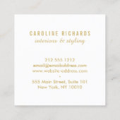 Vintage Art Deco Monogram Gold/White Quadratische Visitenkarte (Rückseite)