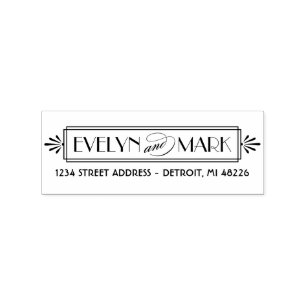 Vintage Art Deco Monogram-Rücksendeadresse Gummistempel