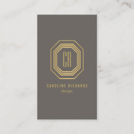 Vintage Art Deco Monogramm Gold/Grau Vertikal Visitenkarte