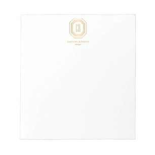 Vintage Art Deco Monogramm Gold/Weiß Notizblock