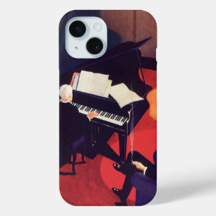 Vintage Art Deco Musiklounge Klavierspieler Pianis iPhone 15 Hülle