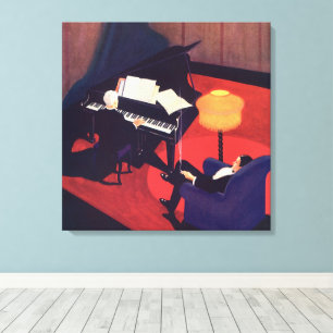 Vintage Art Deco Musiklounge Klavierspieler Pianis Leinwanddruck