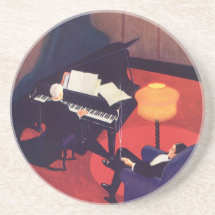 Vintage Art Deco Musiklounge Klavierspieler Pianis Untersetzer