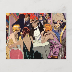 Vintage Art Deco Nachtclub-Cocktails Termin vormer Ankündigungspostkarte