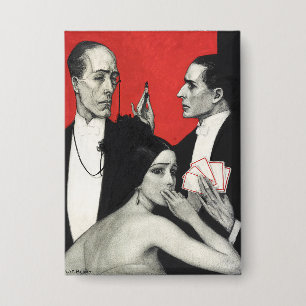 Vintage Art Deco Noir Mystery Poker Benda Kunst Button