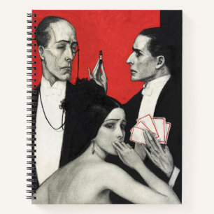 Vintage Art Deco Noir Mystery Poker Benda Kunst Notizblock