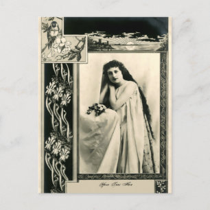 Vintage Art Deco oder Nouveau-Fotorahmenvorlage Feiertagspostkarte