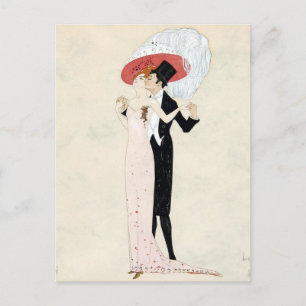 Vintage Art Deco Paar von Leo Rauth Postkarte