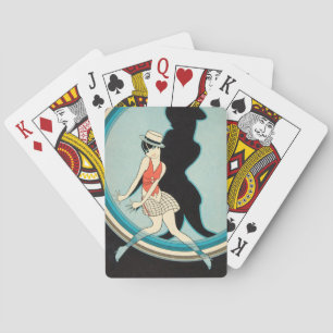 Vintage Art Deco - Para Todos - Flapper auf der Bü Spielkarten