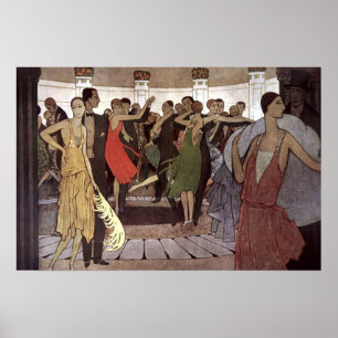 Vintage Art Deco Paris Nacht Tanzsaal von Orazi Poster