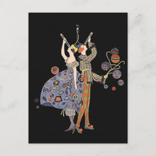 Vintage-Art-Déco-Party-Feiernder Jubel Postkarte