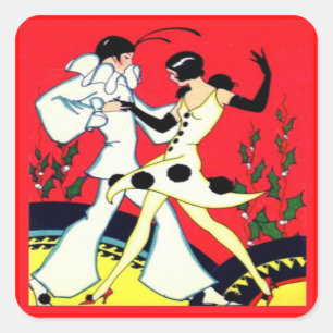 Vintage Art Deco Pierrot Tänzer Aufkleber