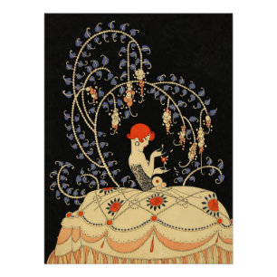 Vintage-Art-Deco-Plakat mit rothaariger Frau – 192 Poster