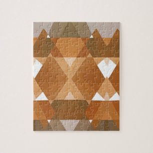 Vintage Art Deco Pochoir Jazz Braune geometrische  Puzzle