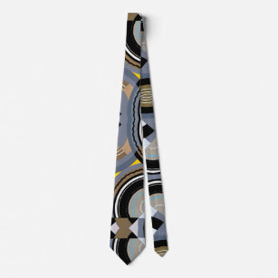 Vintage Art Deco Pochoir Jazz Geometrische Formen Krawatte