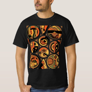 Vintage Art Deco Pochoir Jazz Geometrische Kreise T-Shirt