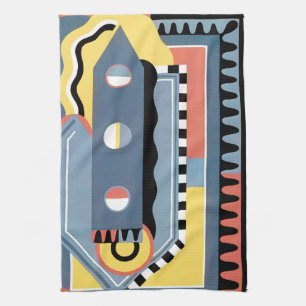 Vintage Art Deco Pochoir Jazz geometrische Muster Geschirrtuch