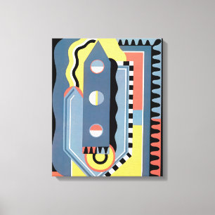 Vintage Art Deco Pochoir Jazz Geometrische Muster Leinwanddruck