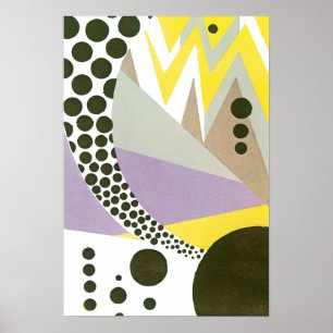 Vintage Art Deco Pochoir Jazz geometrische Muster Poster