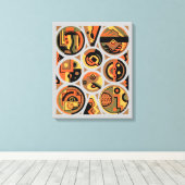 Vintage Art Deco Pochoir Jazz Geometrische Zirkel Leinwanddruck (Insitu (Holzboden))