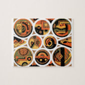 Vintage Art Deco Pochoir Jazz Geometrische Zirkel Puzzle (Horizontal)