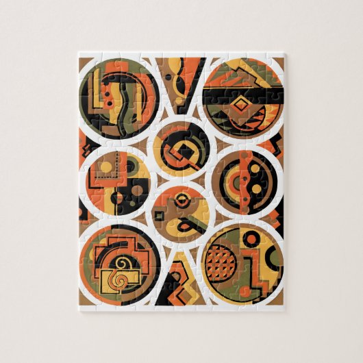 Vintage Art Deco Pochoir Jazz Geometrische Zirkel Puzzle (Vertikal)