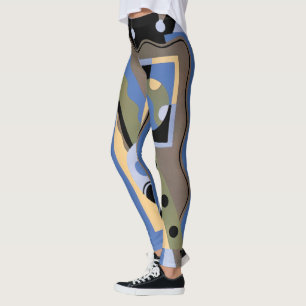 Vintage Art Deco Pochoir Jazz Kubismus Muster Leggings