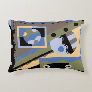 Vintage Art Deco Pochoir Jazz Kubismus Muster Zierkissen