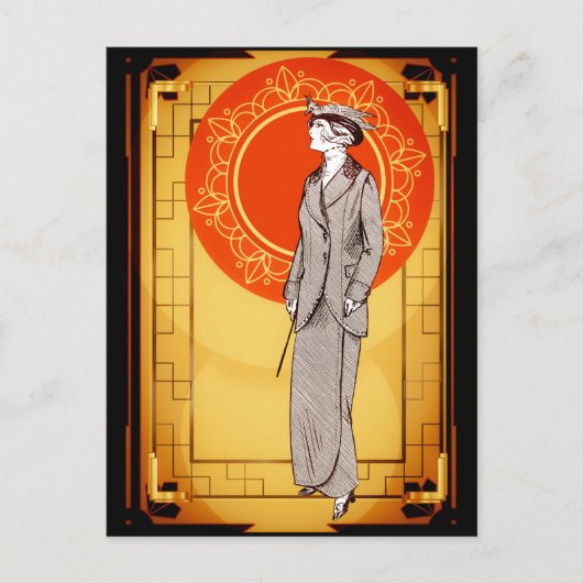 Vintage Art Deco Postkarte (Vorderseite)