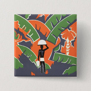 Vintage Art Deco Reise, Einheimischer im afrikanis Button
