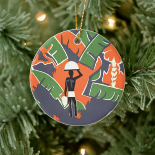 Vintage Art Deco Reise, Einheimischer im afrikanis Keramik Ornament