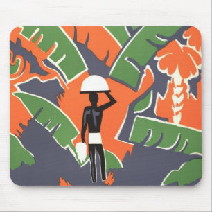 Vintage Art Deco Reise, Einheimischer im afrikanis Mousepad