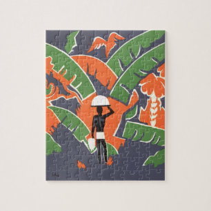 Vintage Art Deco Reise, Einheimischer im afrikanis Puzzle