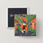 Vintage Art-Deco-Reise, Indianerin im afrikanische Button (Vorne & Hinten)