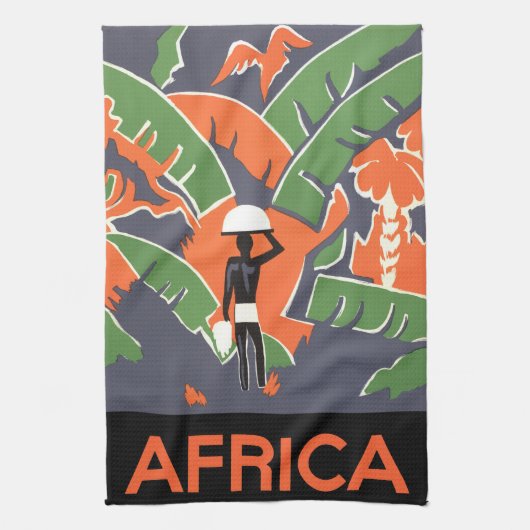 Vintage Art-Deco-Reise, Indianerin im afrikanische Geschirrtuch (Vertikal)