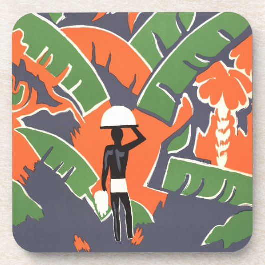 Vintage Art-Deco-Reise, Indianerin im afrikanische Getränkeuntersetzer (Vorderseite)