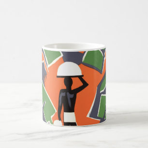 Vintage Art-Deco-Reise, Indianerin im afrikanische Kaffeetasse