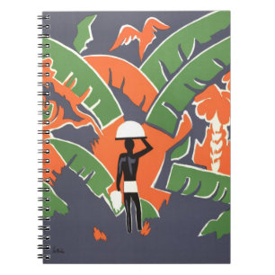 Vintage Art-Deco-Reise, Indianerin im afrikanische Notizblock