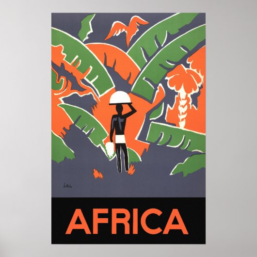 Vintage Art-Deco-Reise, Indianerin im afrikanische Poster (Vorne)