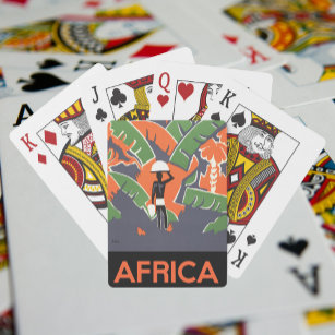 Vintage Art-Deco-Reise, Indianerin im afrikanische Spielkarten
