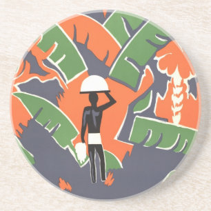 Vintage Art-Deco-Reise, Indianerin im afrikanische Untersetzer